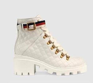 Hot Sale-Nkle Boot Chunky Hak Martin Shoes Print Echt lederen Platform Desert Lace-up Boot 5cm 32