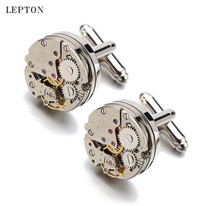 Niet -functionele horlogebeweging manchetknopen voor mannen roestvrij staal Steampunk Gear Watch MechanismCuff Links voor heren 201106