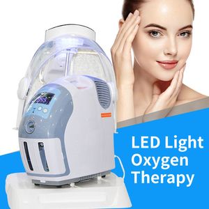 Venta caliente O2Toderm 7 colores LED terapia de cúpula cuidado de la cara máscara rejuvenecimiento de la piel oxígeno Jet Peel SPA belleza máquina de oxígeno Facial