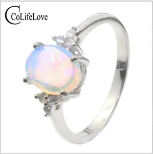 Hot-sale opaal verlovingsring voor meisje 7 mm * 9 mm natuurlijke opaal zilveren ring klassieke sterling zilver opaal fijne sieraden romantische geschenk