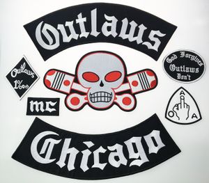 Outlaw Chicago pardonne du fer brodé sur les patchs mode grande taille pour la veste de motard