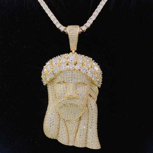 Testeur de diamants, pendentif à grosse tête lourde, collier, Moissanite, jésus, offre spéciale