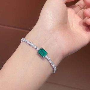 Hot Koop Pass Diamond Tester Belangrijkste Steen 2.13Ct Lab-Grown Emerald Wit Goud Moissanite Tennis Armband Voor Vrouwen