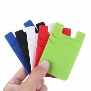 Venta caliente Phe Titular de la tarjeta Silice Mobile Phe Back Card Holder Monedero elástico Stick On Adhesivo C ID Soft 23BE #