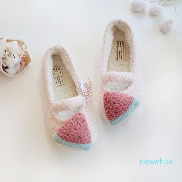 Vente chaude-Rose Kawaii Fruits Maison Doux Chaud Femmes Pantoufles Automne Hiver Intérieur Antidérapant En Peluche Pantoufles Belle Mignon Moelleux Filles Chaussures