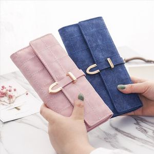 Gran oferta, cartera larga de cuero rosa, bolso para monedas, tarjetero, carteras para teléfono y bolsas de dinero para mujer, carteras largas de alta calidad