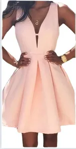 Hot Koop Roze Korte Cocktailjurken V-hals Backless Stain Mini Stain Ruches Prom Feestjurk Custom Made Speciale Gelegenheid toga