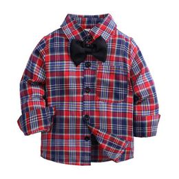 Offre spéciale chemises à carreaux enfant enfant garçons fille à manches longues boutons hauts de poche chemise col rabattu Blouse décontracté