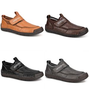 Gran oferta de zapatos informales de cuero de malla de talla grande, zapatos de negocios para hombre, color negro, marrón oscuro y gris, zapatillas deportivas transpirables GAI