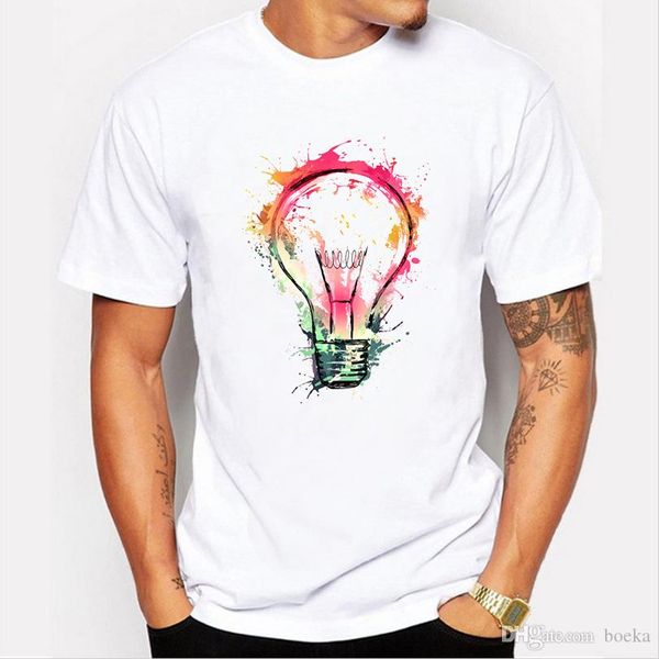 Venta caliente Poleras Hombre Bulbo de luz Mensas Moda NUEVA ARRING ARRINGA CAMISA DE MANga corta Bombilla colorida