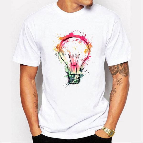 venta hombre bombilla de luz camisetas para hombre moda nueva llegada camisetas de algodón de manga corta bombilla de colores