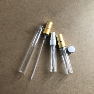 Bouteille de pulvérisation en verre Portable vide, bouteilles de parfum rechargeables bleues 2ml 3ml 5ml 10ml avec bouchon transparent or argent pompe à brouillard