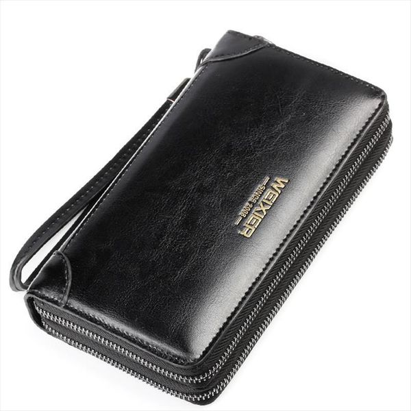 Offre spéciale Promotion marque hommes d'affaires portefeuille Long cuir téléphone portable embrayage portefeuille sac à main sac à main haut fermeture éclair grand portefeuille porte-cartes