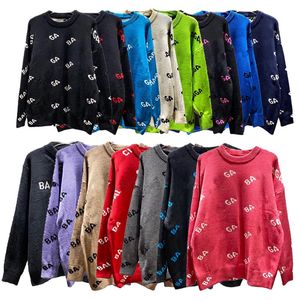 Hot Sale Pullover Designer Sweater Luxe Man voor Vrouw Gebreide Crow Womens Letter Zwarte Applique Lange Mouw Kleding Insert Oversized Blauwe Truien