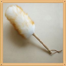 Vente chaude Pure Lampswool Duster Hêtre Poignée Ménage Nettoyage Dusters Ménage outil de nettoyage plumeau en gros et gratuit shi Pren