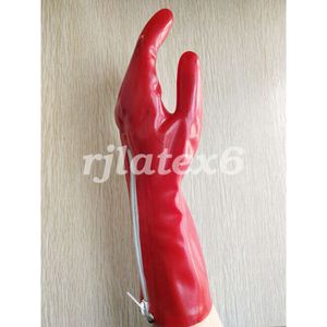 Vente chaude gants en latex purs cinq doigts serrés avec fermeture blanche 0,4 mmmrubber s-xxl fête de fétiche