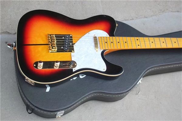 Guitare électrique matelassée en érable, Tuff Dog Sunburst, avec étui rigide, offre spéciale