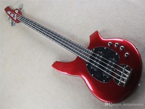 Grosses soldes! Guitare basse électrique rouge avec 4 cordes, 24 frettes, lignes actives, matériels chromés, offre personnalisée