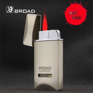 Offre spéciale briquet en métal flamme rouge extérieur coupe-vent Turbine Butane sans gaz cigare cadeau pour hommes SR1R