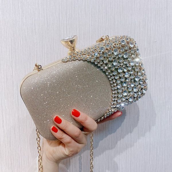 Gran oferta, bolsos de mano con solapa de diamantes de imitación para novia, bolsos de mano sólidos para joyería de boda, bolso de hombro con cristales para fiesta de graduación de tres colores