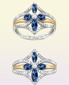 Bague de vente chaude pour femmes bijoux de mode vintage 925 Sterling Silver Blue Sapphire Crystal Diamond Party Femmes Anneau de fiançailles de mariage5836104