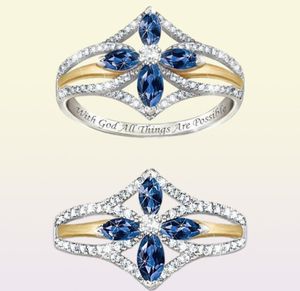 Anneau de vente chaude pour femmes bijoux de mode vintage 925 STERLING Silver Blue Sapphire Crystal Diamond Party Femmes de mariage Ring de mariage5084909