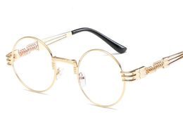 Vendita calda Occhiali da sole rotondi in metallo Steampunk Uomo Donna Occhiali moda Occhiali da sole vintage retrò UV400 di alta qualità