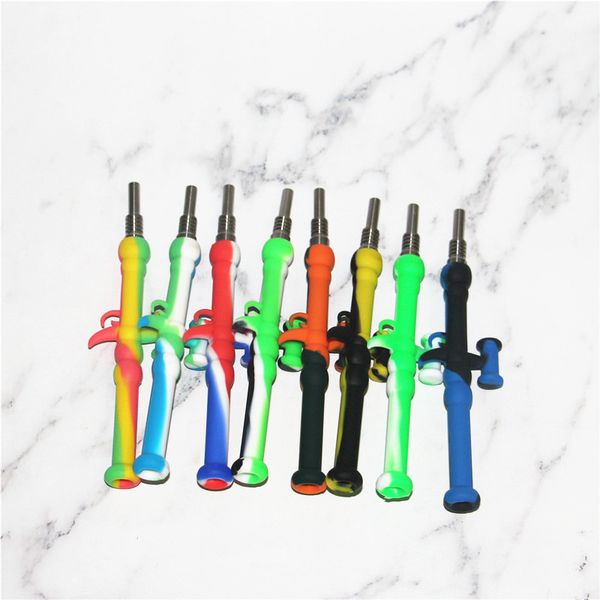 Tuber￭as de humo RPG Kit de n￩ctar de silicona Concentrado port￡til con una punta de titanio de 10 mm Dab Ligas de aceite de paja tuber￭a para contenedor de cera