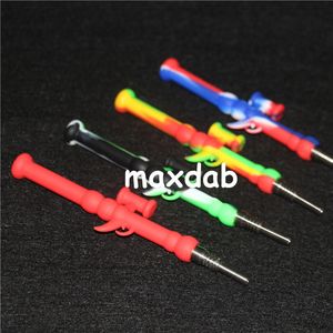 Rookbuizen RPG siliconen nectar kits met 10 mm titanium tip multi -kleuren dab stro -olie -rigs glazen bong