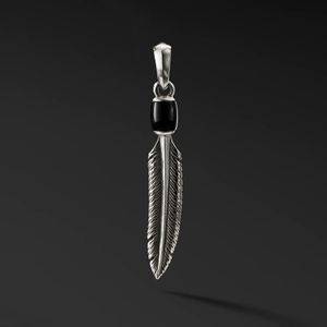 vente chaude s925 style européen et américain mode avant-gardiste simple pendentif pour hommes classique étiquette de plume noire