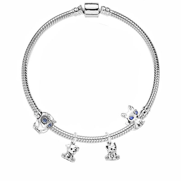 Venta caliente S925 encantos de plata pulsera para mujer fiesta diseñador moda joyería de alta calidad flor animal colgante DIY ajuste Pandora pulsera conjunto con caja original