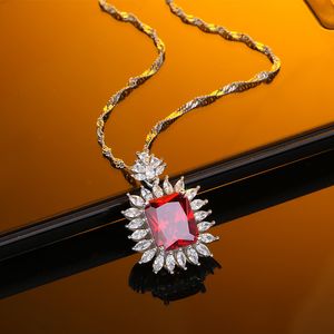 Hot Koop S925 Sterling Zilver Delicate Ruby Hanger Ketting High Carbon Diamond Party Gift Celebrity Licht Luxe Sieraden Gift