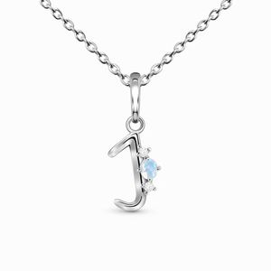 Offre spéciale S925 en argent Sterling lettre J clair de lune pierre pendentif collier femmes mode bijoux polyvalents