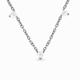 Offre spéciale S925 en argent Sterling trois amour clair de lune pierre pendentif collier femmes polyvalent luxe bijoux fins