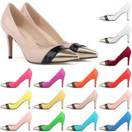Hot Sale-Sapatos Feminino Womens Puntschoen Patent PU Lederen Hakken Corset Stijl Werkpompen Court Shoes