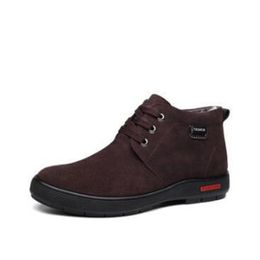 Vente chaude-Gommage Botte En Laine De Vachette Bottes De Neige Chaudes Chaussures De Loisirs À La Mode Hommes Chaussures Bottines 2019 Nouveau Confort Doux Hiver Hommes Bottes Plat