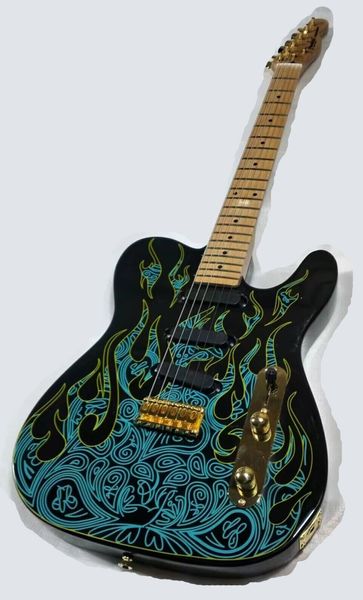 Artiste James Burton Tele Blue Paisley Flam Guitare électrique avec flamme bleue