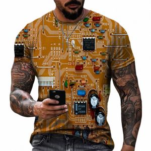 Offre spéciale à manches courtes Cpu carte mère impression 3d T-shirt hommes et femmes drôle couleur-blocage T-shirt mince T-shirt Sport hauts 35DL #