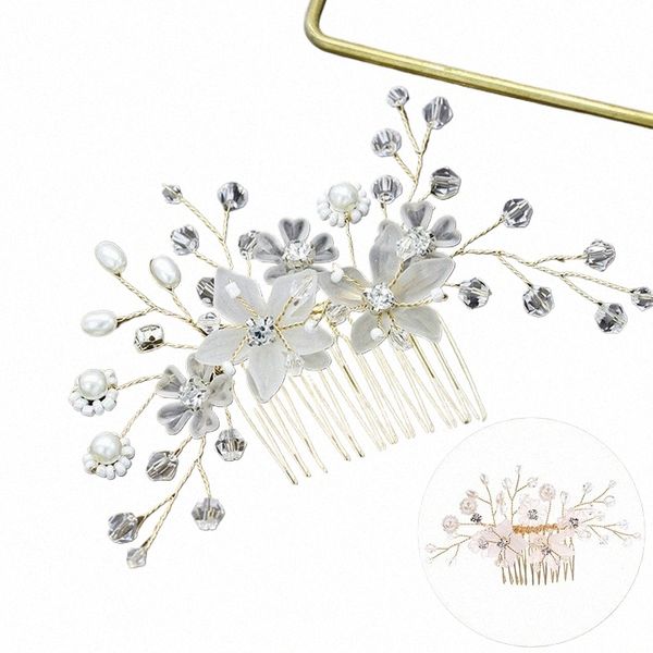 Vente chaude Sier Color Tiara Hair Sembs for Women Bride Cheap Pearl Crystal Headpiece Wedding Hair Acturaux Bridal Bijoux Z3GZ #