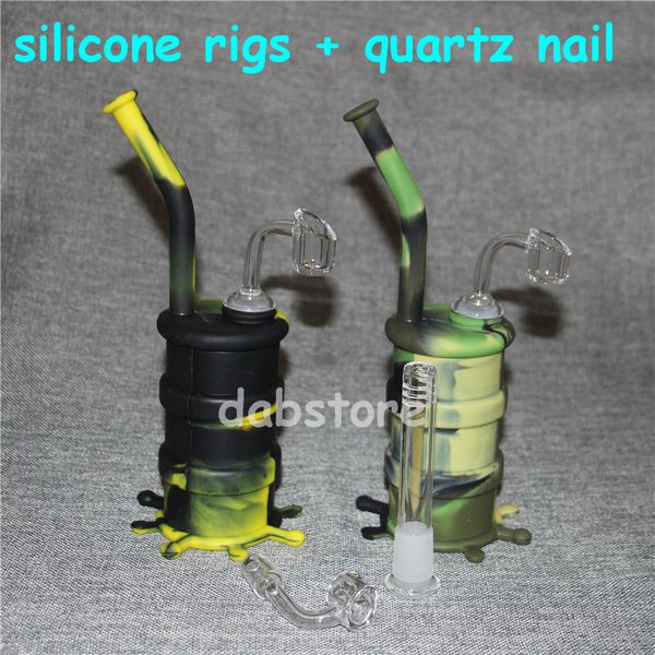 Vente chaude Silicone Barrel Rigs Mini Silicone Rigs Dab Jar Bongs Jar Tuyau d'eau Silicon Oil Drum Rigs clous de quartz livraison gratuite DHL