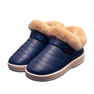 Venta caliente-Botas de nieve Invierno Cálido Botines de piel Pareja Zapatos de algodón de suela gruesa Mujer Pisos Botas antideslizantes impermeables Pp46