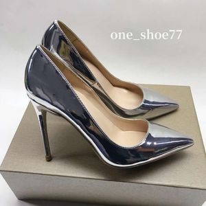 Hot Sale-lente en herfst zilver lakleer hoge hakken schoenen dames pompen dunne hak ondiepe mond professionele jurk diner