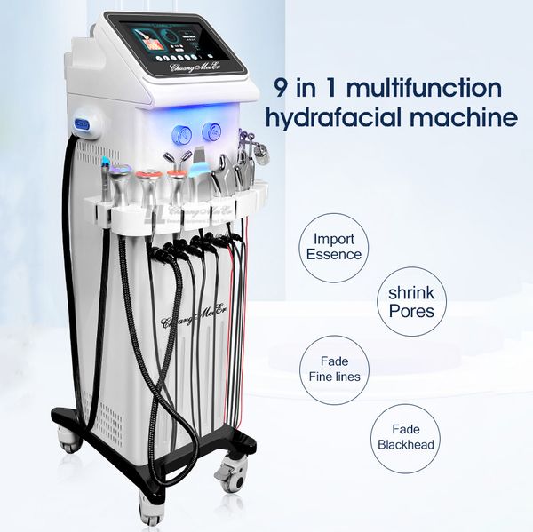 Offre spéciale debout Aqua Peeling peau exfoliante fermeté augmenter le Lifting du visage rides cernes supprimer les ridules améliorant la Dermabrasion au Jet d'eau 9 en 1 Machine