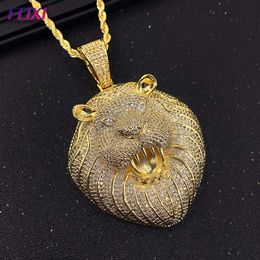 Vente chaude Sterling Sier Moisnite King Collier Iced Out Hip Hop Jewelry Gold Lion Pendant