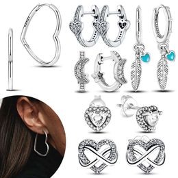 Boucles d'oreilles en argent Sterling pour femmes, bijoux de tempérament Simple, rond en forme de cœur brillant, cadeau pour femmes, offre spéciale