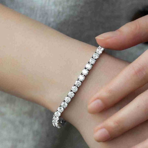 Venta caliente plata esterlina 4mm moissanite tenis cadena pulsera de diamantes