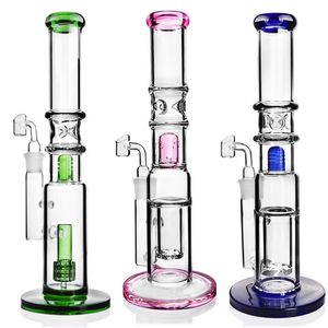 Hoofddienst Tall Rechte Glas Bong Kleurrijke Hookah Pipe Damp 18mm Banger Joint Oil Rigs Bongs Circulation of Water