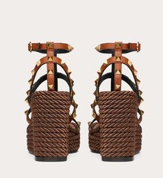 Vente chaude-Clous Chaussures Pour Femmes Compensées Sandale Talons Compensés Plateforme Chaussures Avec Bretelles 35-42