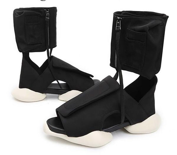Vente chaude-Summer Fashion Runway Men Knight Boots Noir Sandales confortables Unisexe Strange plate-forme Bottises décontractées Chaussures de plage