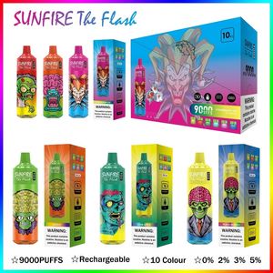 Hot Sale Sunfire bladerdeeg 12000 10000 9000 8000 6000 5000 e-sigaret wegwerp vape-pen 0% 2% 3% 5% oplaadbare batterij voorgevulde winkelwagen pod vaper 12000 trekjes gratis verzending